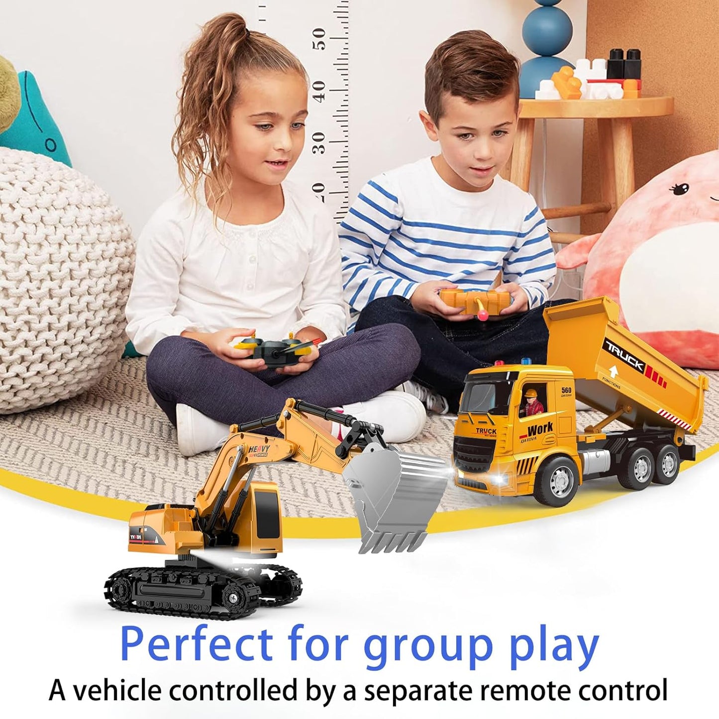 Excavator and Dump Truck Toy Set - RC Construction Vehicles