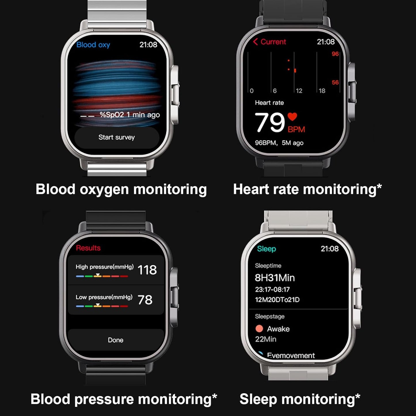 DENASH Smart Watch with Earbuds 2.01" HD Screen Fitness Watch 2 in 1 Smartwatch and Earbuds