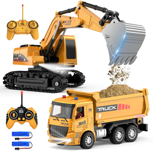 Excavator and Dump Truck Toy Set - RC Construction Vehicles