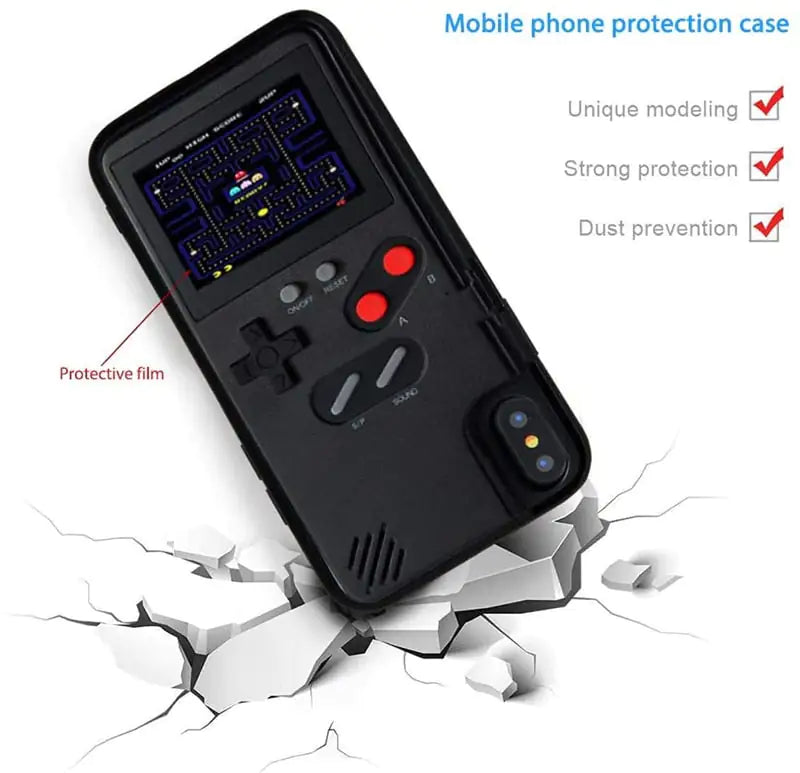 Nostalgia Gameboy Case for iPhone 8- iPhone 14 Pro Handheld Retro 36 Classic Games