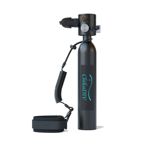 CHIKADIV 0.5l Mini Scuba Tank up to 10 Minutes Dive Time Portable Diving Cylinder Diving Tanks for Fishing Snorkeling and Emergency Rescue A1 Black
