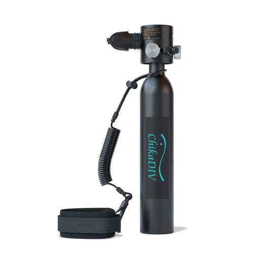 CHIKADIV 0.5l Mini Scuba Tank up to 10 Minutes Dive Time Portable Diving Cylinder Diving Tanks for Fishing Snorkeling and Emergency Rescue A1 Black