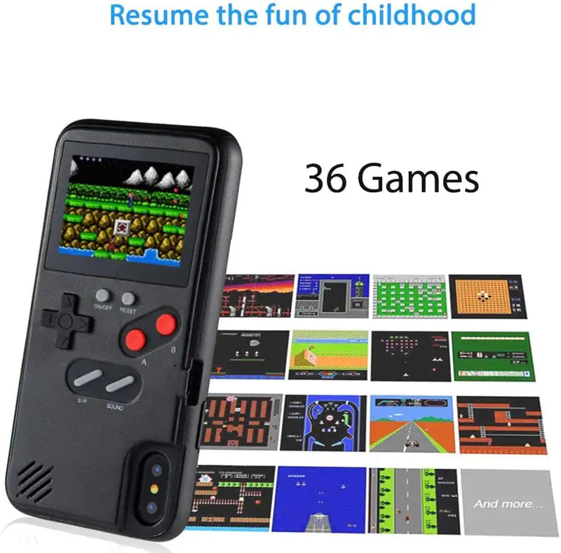 Nostalgia Gameboy Case for iPhone 8- iPhone 14 Pro Handheld Retro 36 Classic Games